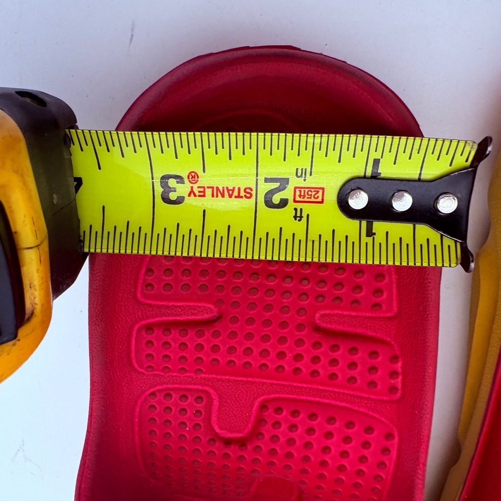 Freshly Red Yellow Rubber Slide Sandals Men 8 Women 10 Embossed Logo Streetwear - Picture 6 of 7
